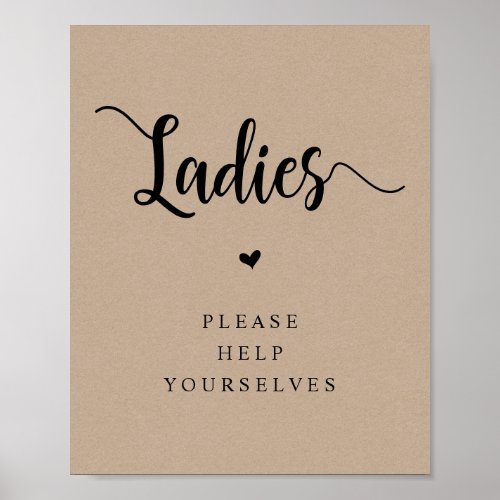 Rustic Farm Brown Kraft Ladies Washroom Poster