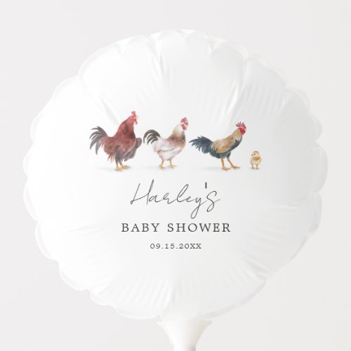 Rustic Farm Chicken Baby Shower Balloon