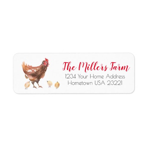 Rustic Farm Chicken Return Address Label