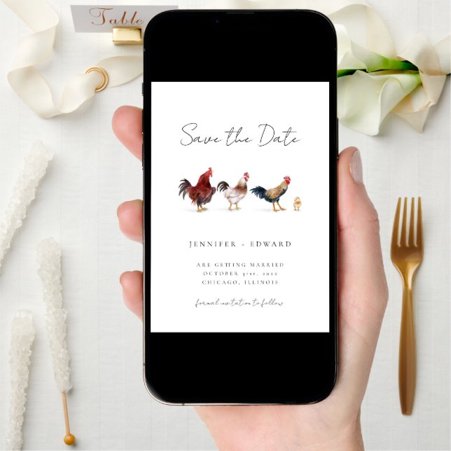 Rustic Farm Chicken Wedding Save The Date (Front Digital)