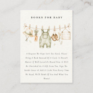 Rustic Farm Clothesline Books For Baby Shower Enclosure Card