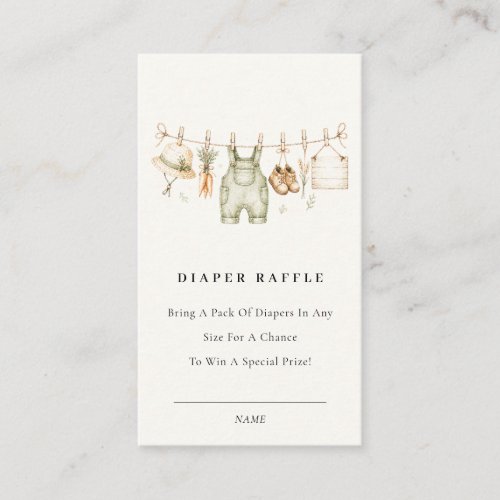 Rustic Farm Clothesline Diaper Raffle Baby Shower Enclosure Card