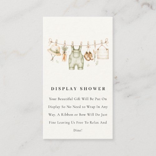 Rustic Farm Clothesline Display Shower Baby Shower Enclosure Card