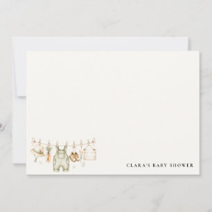 Rustic Farm Clothesline Watercolor Baby Shower Note Card