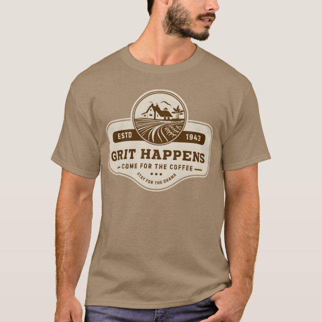 Rustic Farm Coffee Shop Sign funny T-Shirt (Front)