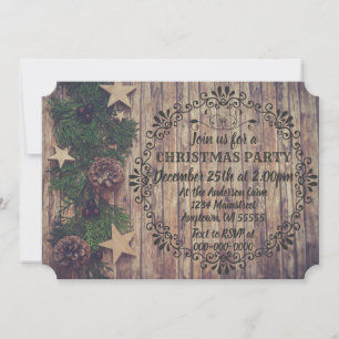 Rustic Farm Country Farmhouse Christmas Day Dinner Invitation