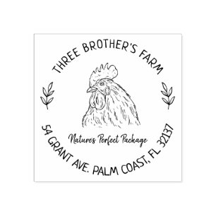 Rustic Farm Custom Address Chicken Egg Carton Rubber Stamp