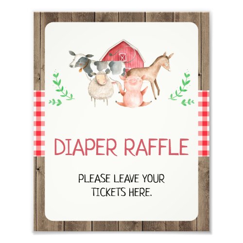 Rustic Farm Diaper Raffle Baby Shower Sign