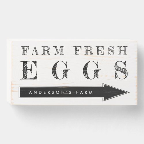 Rustic Farm Fresh Eggs Arrow Wooden Box Sign
