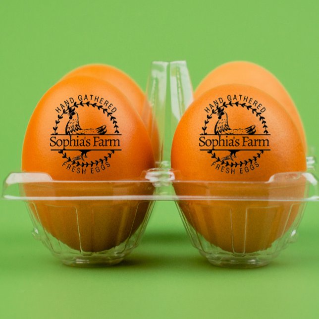 Rustic Farm Fresh Name Chicken Egg Rubber Stamp (rustic customized name egg stamp)