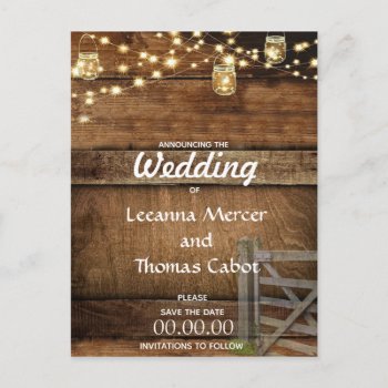 Rustic Farm Gate Save The Date Postcard by PoeticPastries at Zazzle