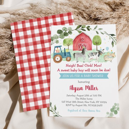 Rustic Farm Greenery Baby Shower Invitation