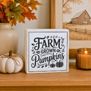 Rustic Farm Grown Pumpkins Wooden Box Sign
