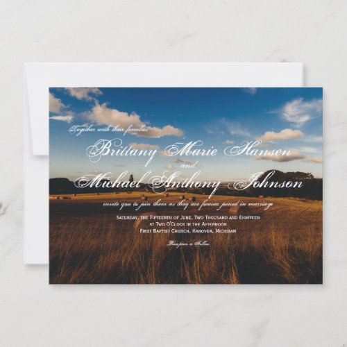 Rustic Farm Hay Bales Country Wedding Invitations