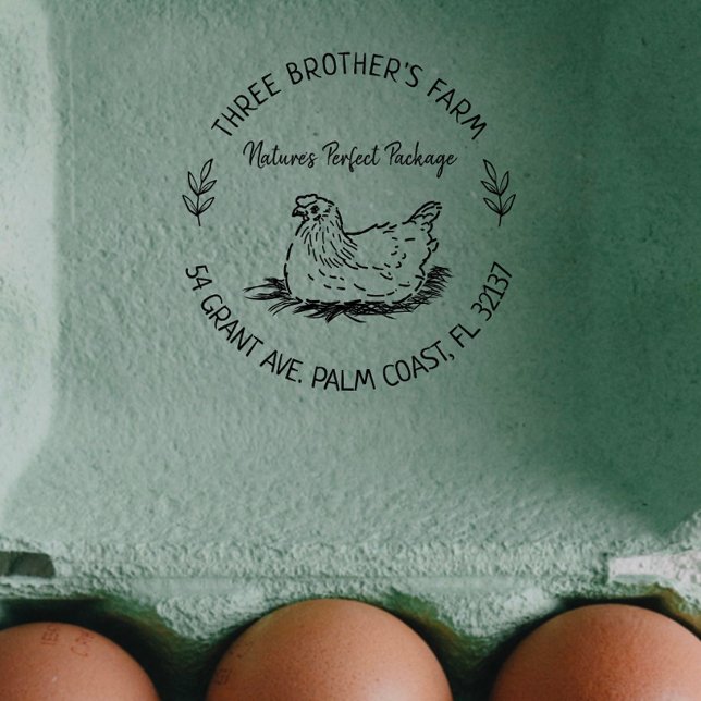 Rustic Farm | homestead chicken Egg Carton Address Rubber Stamp (Creator Uploaded)