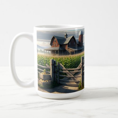 Rustic Farm House with a Cornfield Ai Art Coffee Mug