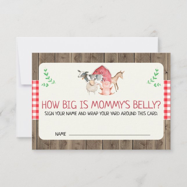 Rustic Farm How Big Is Mommy's Belly Card (Front)