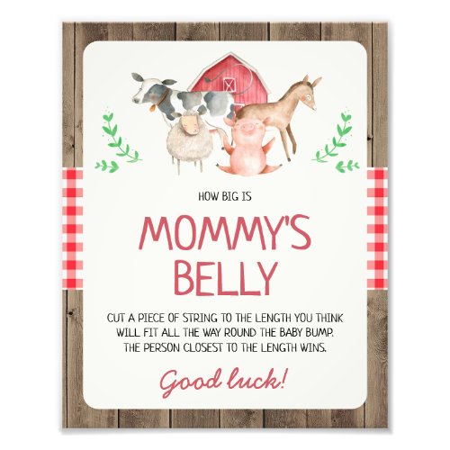 Rustic Farm How Big Is Mommys Belly Sign