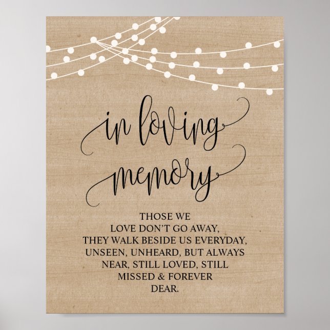 Rustic Farm In loving memory memorial sign (Front)