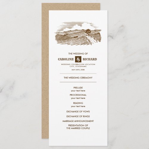 Rustic Farm Kraft Paper Wedding Program