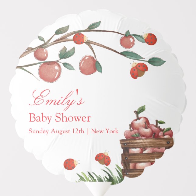 Rustic Farm Ladybug Apple Girl Baby Shower Balloon (Front)