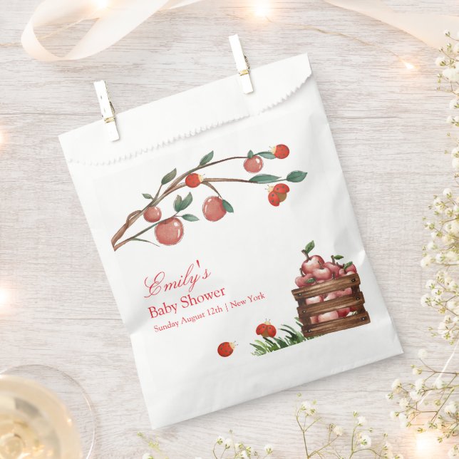 Rustic Farm Ladybug Apple Girl Baby Shower Favor Bag (Clipped)