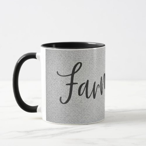 Rustic Farm Life Grey Burlap Texture Whimsical Mug