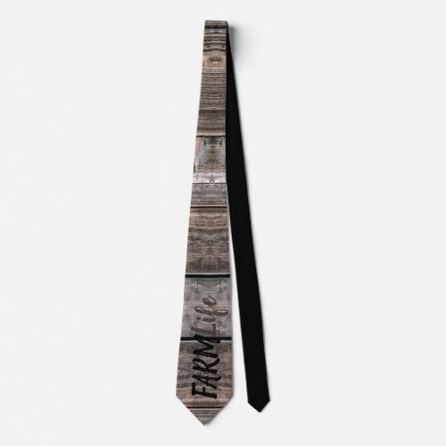 rustic FARM LIFE script on barnwood Neck Tie