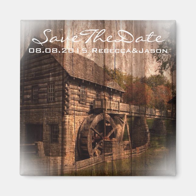 rustic farm old barn country mill wedding magnet (Front)