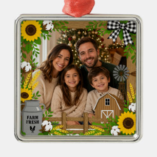 Rustic Farm Photo Frame Ornament