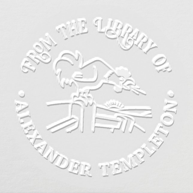 Rustic Farm Rooster Crowing #5 Library Book Name Embosser (Design)