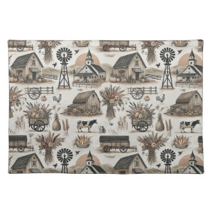 Rustic Farm Scene Cloth Placemat