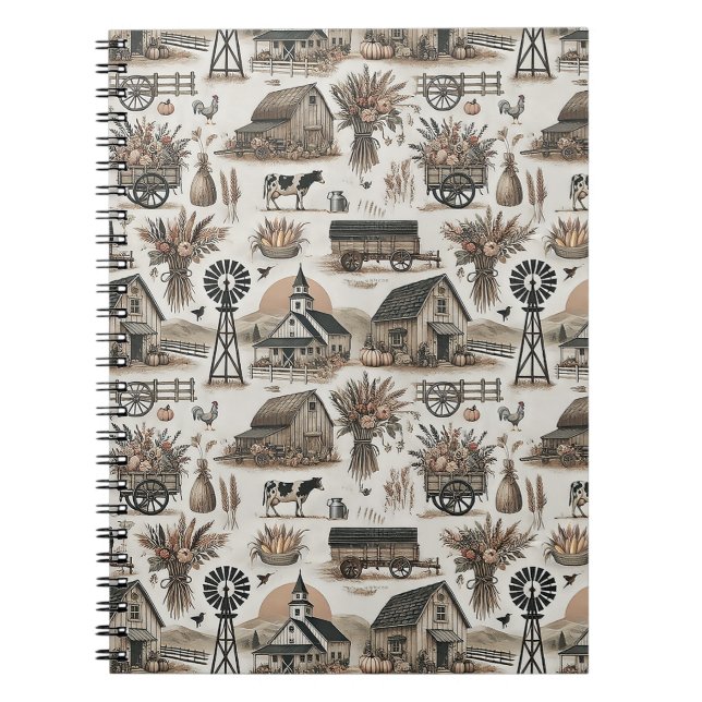 Rustic Farm Scene Notebook (Front)