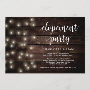 Rustic Farm String Light, Wedding Elopement Party Invitation