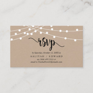Rustic Farm String lights, Black, RSVP respond Enclosure Card