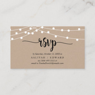 Rustic Farm String lights, Black, RSVP respond Enclosure Card