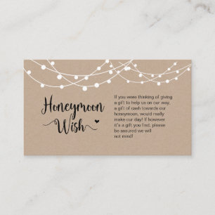Rustic Farm String Lights, Kraft, Honeymoon Wish Enclosure Card