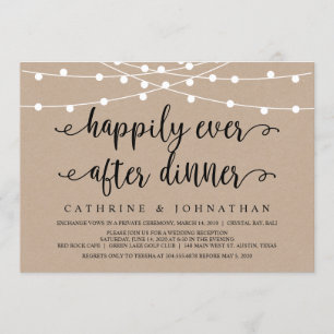 Rustic Farm String Lights, Kraft Wedding Elopement Invitation