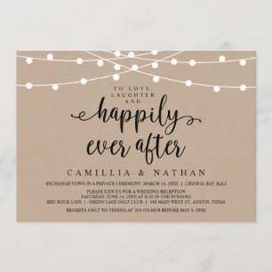 Rustic Farm String Lights, Kraft Wedding Elopement Invitation