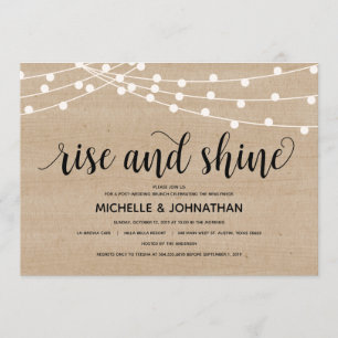 Rustic farm string lights post-wedding invitation