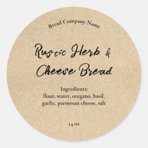 Rustic Farm Style Bread Food Baked Goods Company Classic Round Sticker
