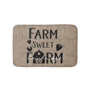 Rustic Farm Sweet Farm Farmhouse Personalized Bath Mat