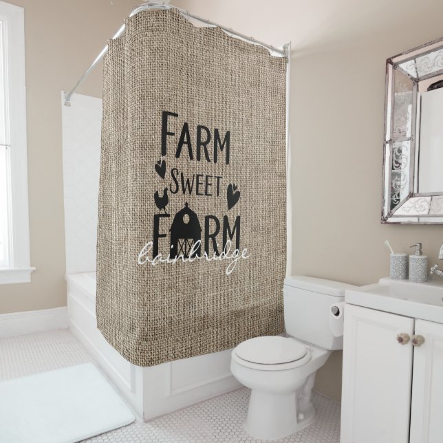 Rustic Farm Sweet Farm Farmhouse Personalized Shower Curtain (In Situ)