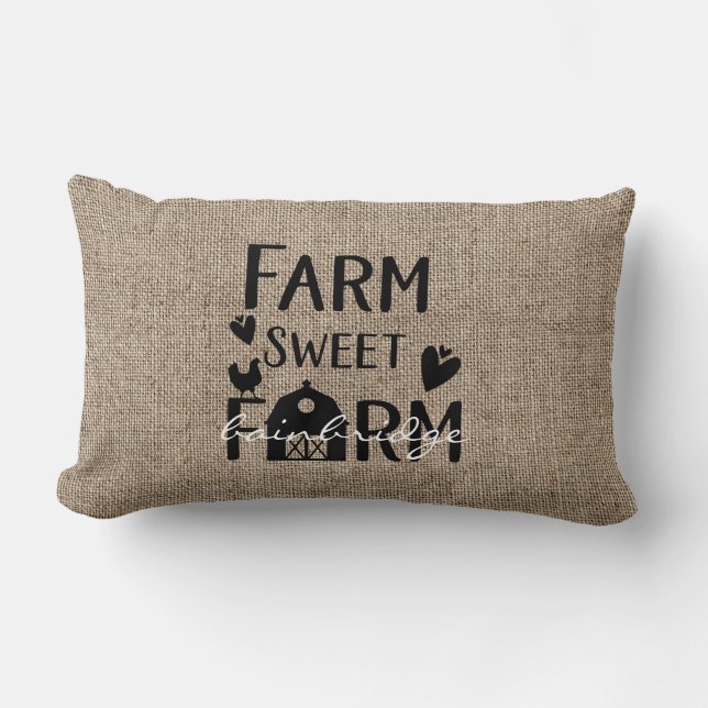 Rustic Farm Sweet Farm Personalized Lumbar Pillow (Front)