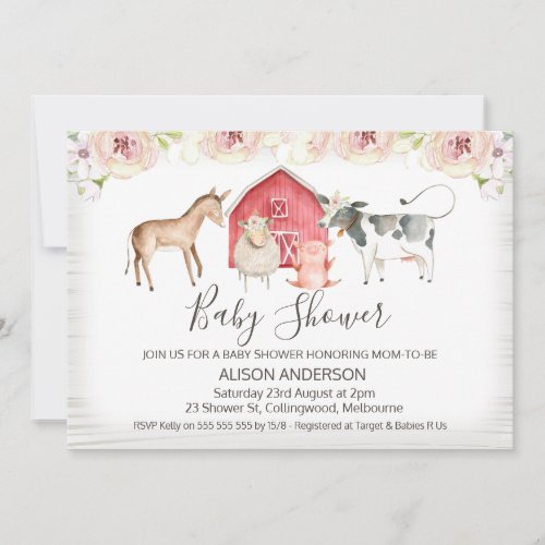 Rustic Farm Themed Baby Shower Invitation