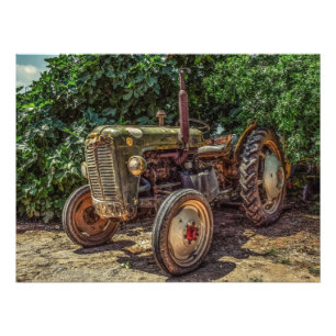 Rustic farm tractor photo print