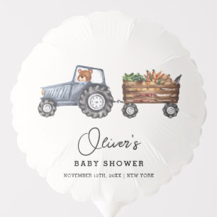 Rustic Farm Tractor Teddy Bear Baby Shower  Balloon