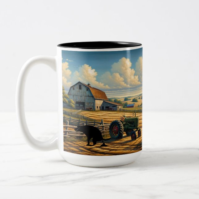 Rustic Farm Tranquility Two-Tone Coffee Mug (Left)