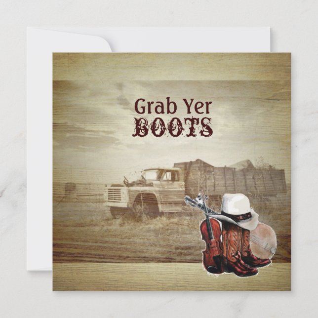 Rustic Farm Truck Western Country Wedding Invitation (Front)