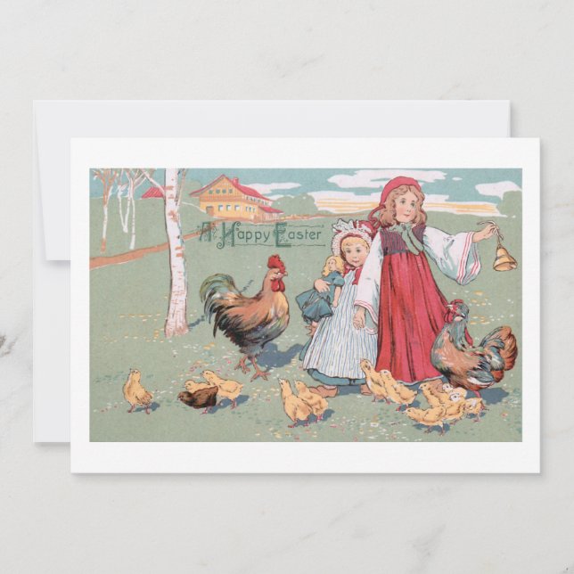 Rustic Farm Vintage Happy Easter  Holiday Card (Front)